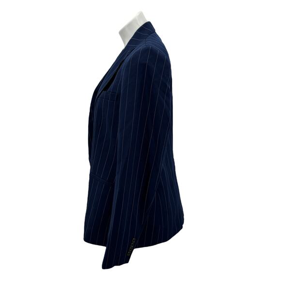 Lauren Ralph Lauren Women's Pinstriped Stretch Wool Blazer SZ 12 Career Navy NEW - Picture 3 of 13